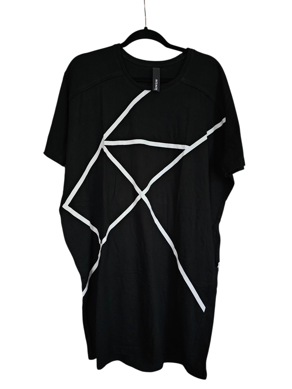 KOWTOW Black Mini Dress with White Geometric Stripes